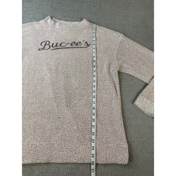 Buc-ees Sweater Womens Medium Knit Relaxed Fit Mock Neck Soft Comfy Pink Gray - Picture 6 of 7